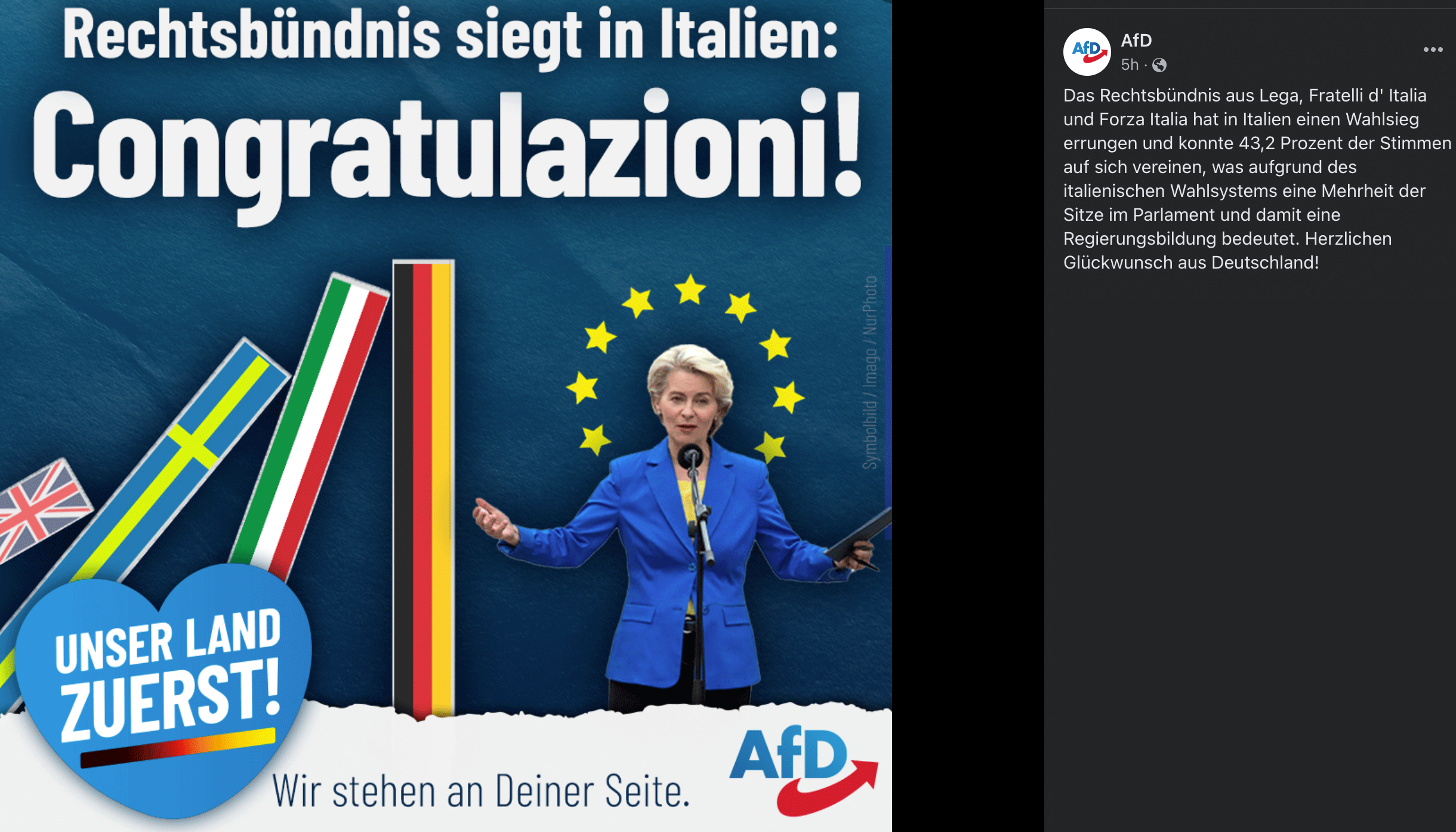 Wahlsieg in Italien: die AfD gratuliert (Foto: Facebook)